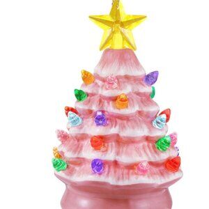 Mr. Christmas Ceramic PINK Nostalgic Light Up 5" Tree BRAND-NEW w/ALL tags